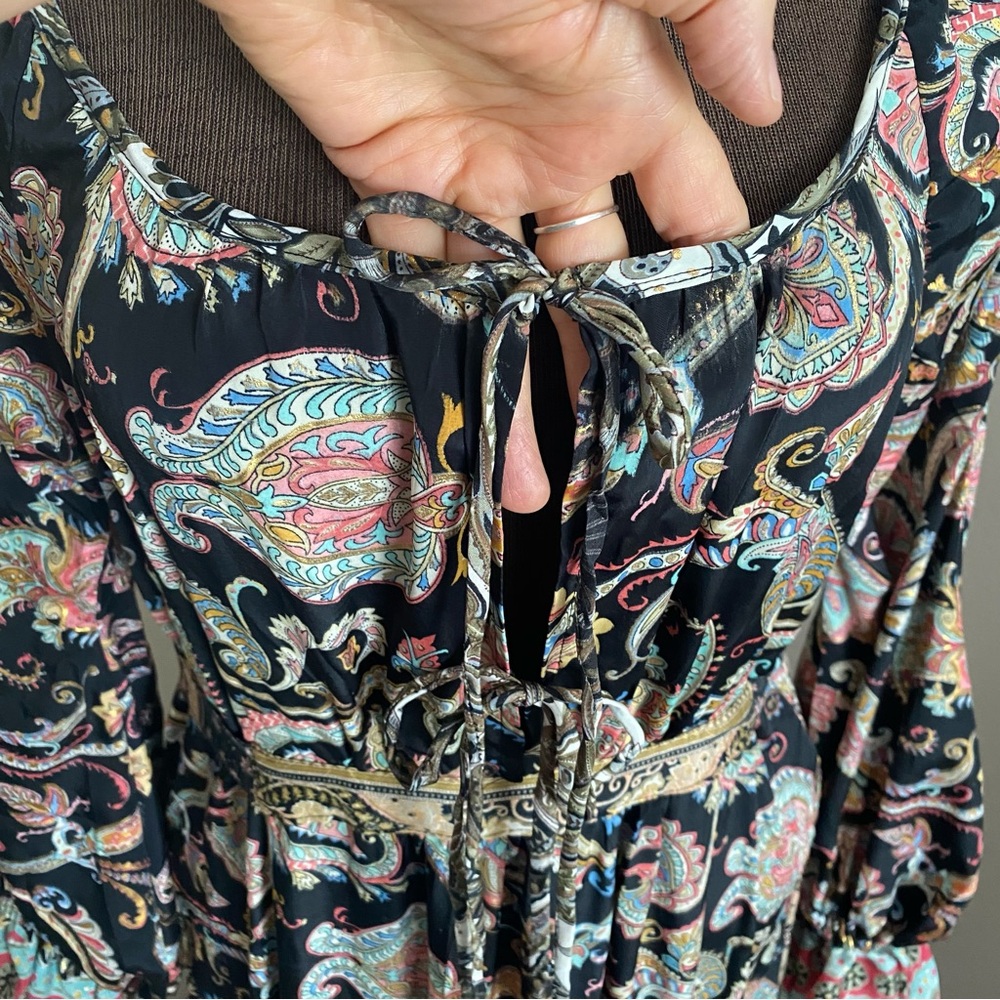 Karma Highway NWOT maxi dress, Boho, gypsy festival Paisley rich colors ruffle - Picture 13 of 16